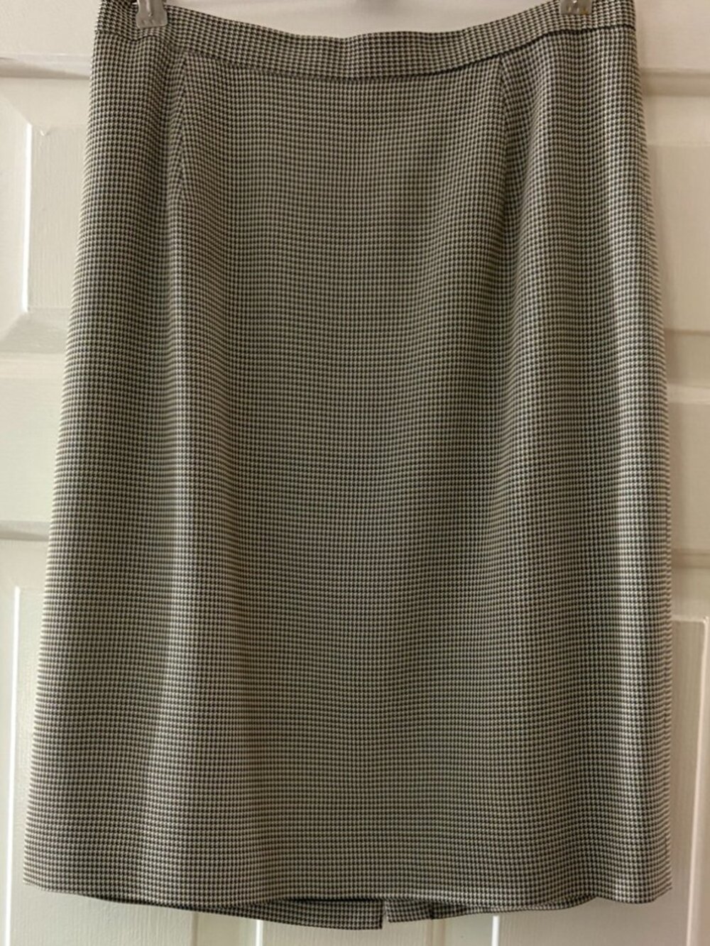 Vintage Ann Taylor Black & Ivory Houndstooth Pencil Skirt Size 6 Lined Classic